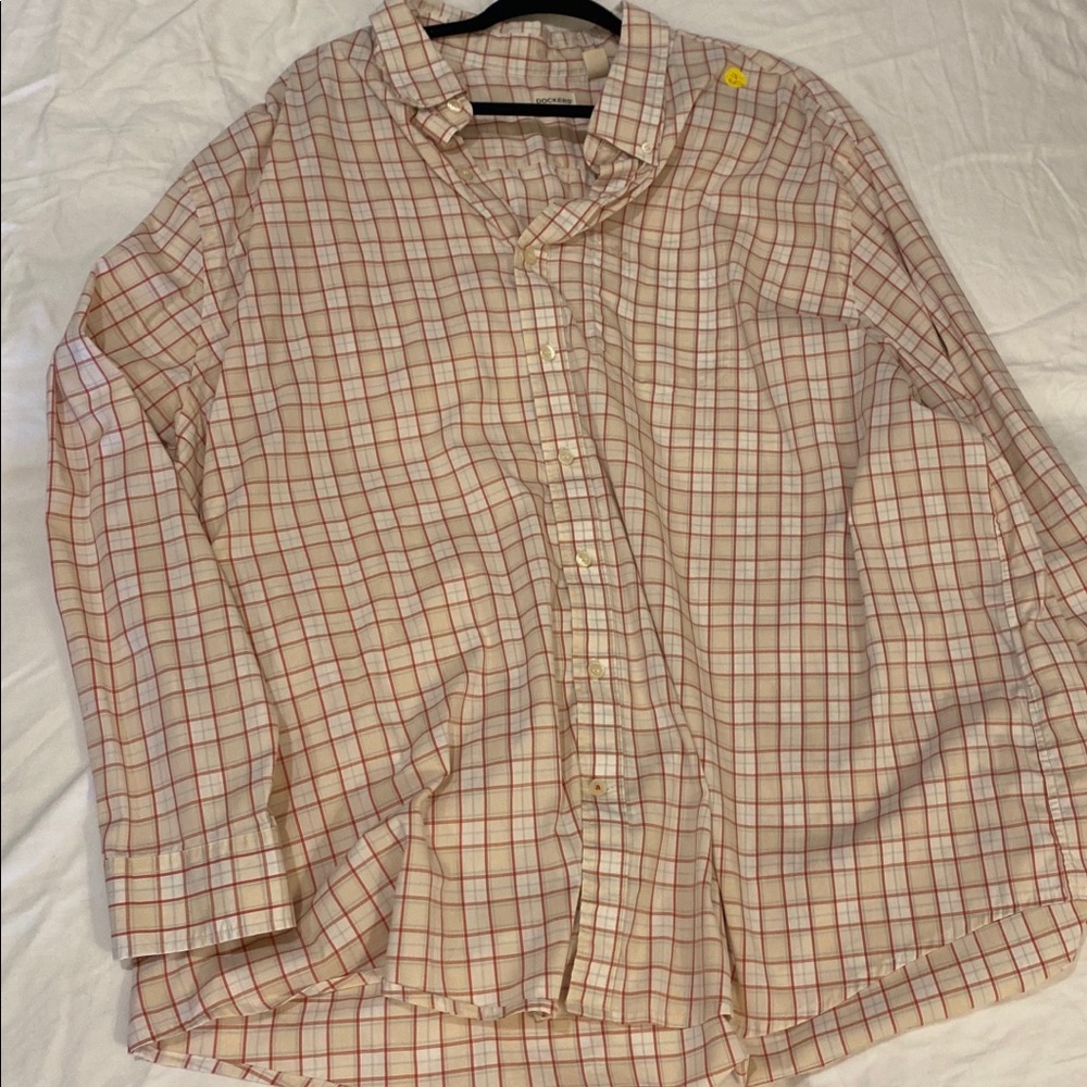 Tan/Red Plaid Button Down
